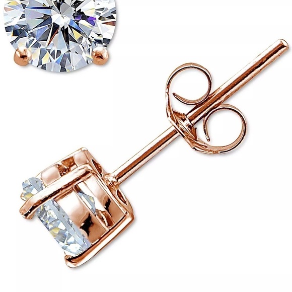 Giani Bernini NWT cubic zirconia 18k rose gold stud earrings - Picture 2 of 14